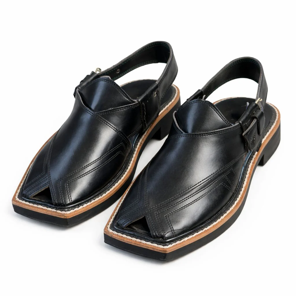 Premium Brown Leather Peshawari Chappal for Men – Handmade-KC-11 - Image 5