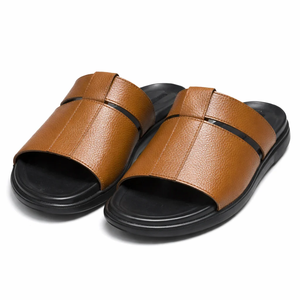 Premium Brown Leather Slides for Men – Luxury Crest Edition-0012 - Image 3