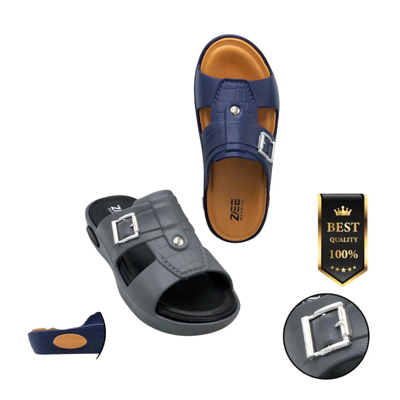 Premium EVR Dual-Buckle Comfort Slides with Cushioned Footbed|ZEE-5033 - Image 7