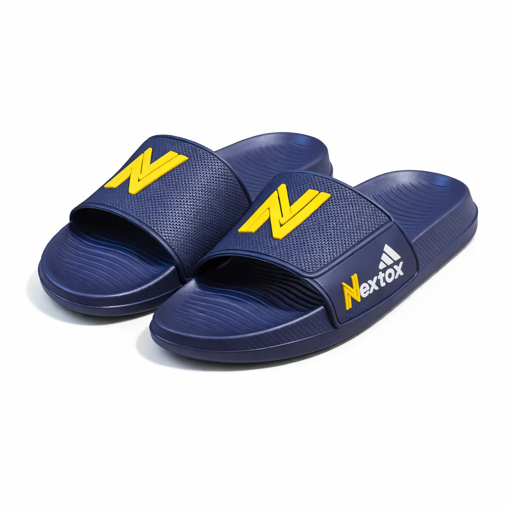 Men’s Comfort Slide Slippers Grey & Blue Slides with Cushioned Footbed |NEXT-R27 - Image 2