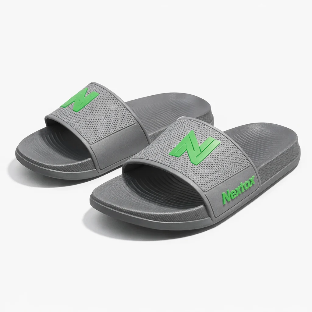 Men’s Comfort Slide Slippers Grey & Blue Slides with Cushioned Footbed |NEXT-R27 - Image 3