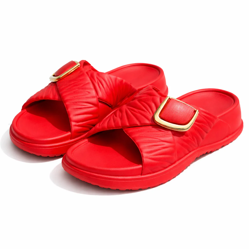 Urban Walk Women Quilted Buckle Slippers|GL-402 - Image 3