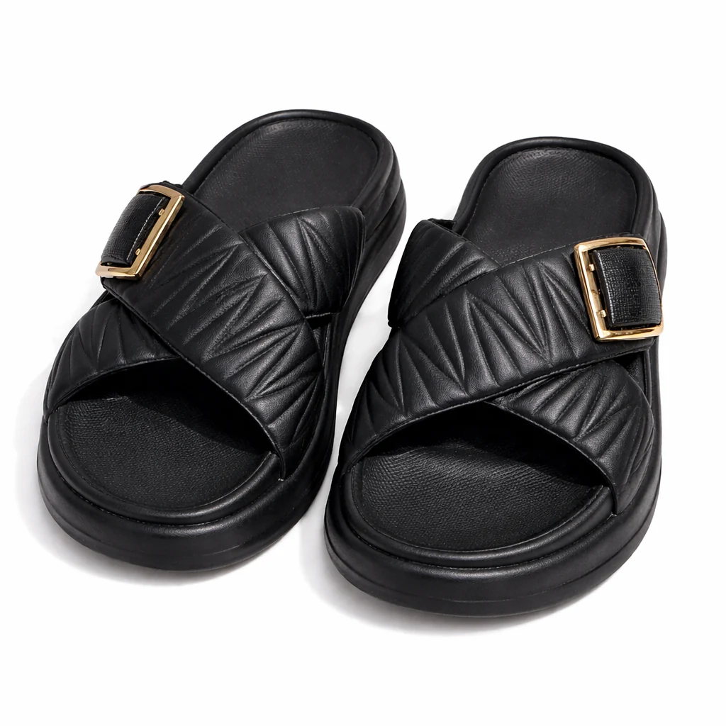 Urban Walk Women Quilted Buckle Slippers|GL-402 - Image 9