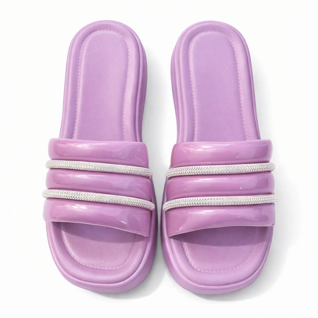 Urban Walk Women’s Cushioned Slides with Crystal Straps| Zee-256 - Image 10