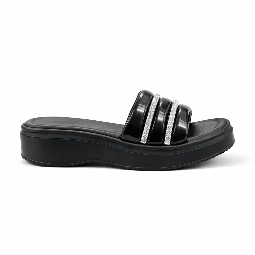 Urban Walk Women’s Cushioned Slides with Crystal Straps| Zee-256 - Image 11