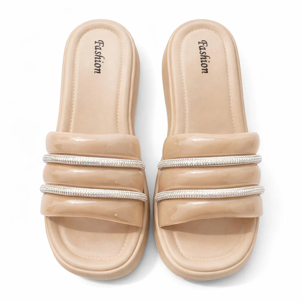 Urban Walk Women’s Cushioned Slides with Crystal Straps| Zee-256 - Image 13